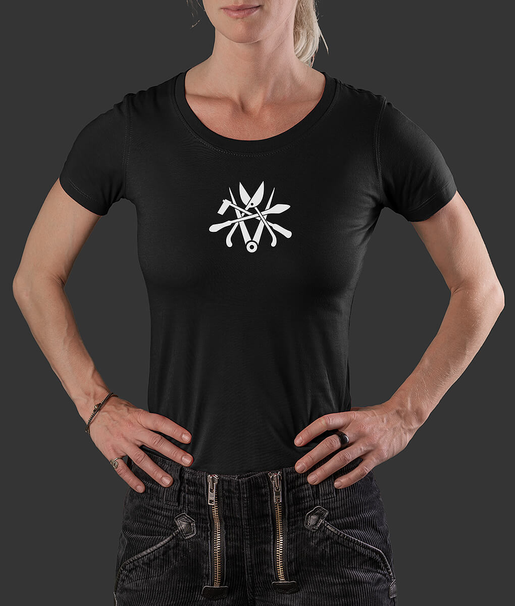 T-Shirt Louisa klassisch Klempner Brust schwarz L