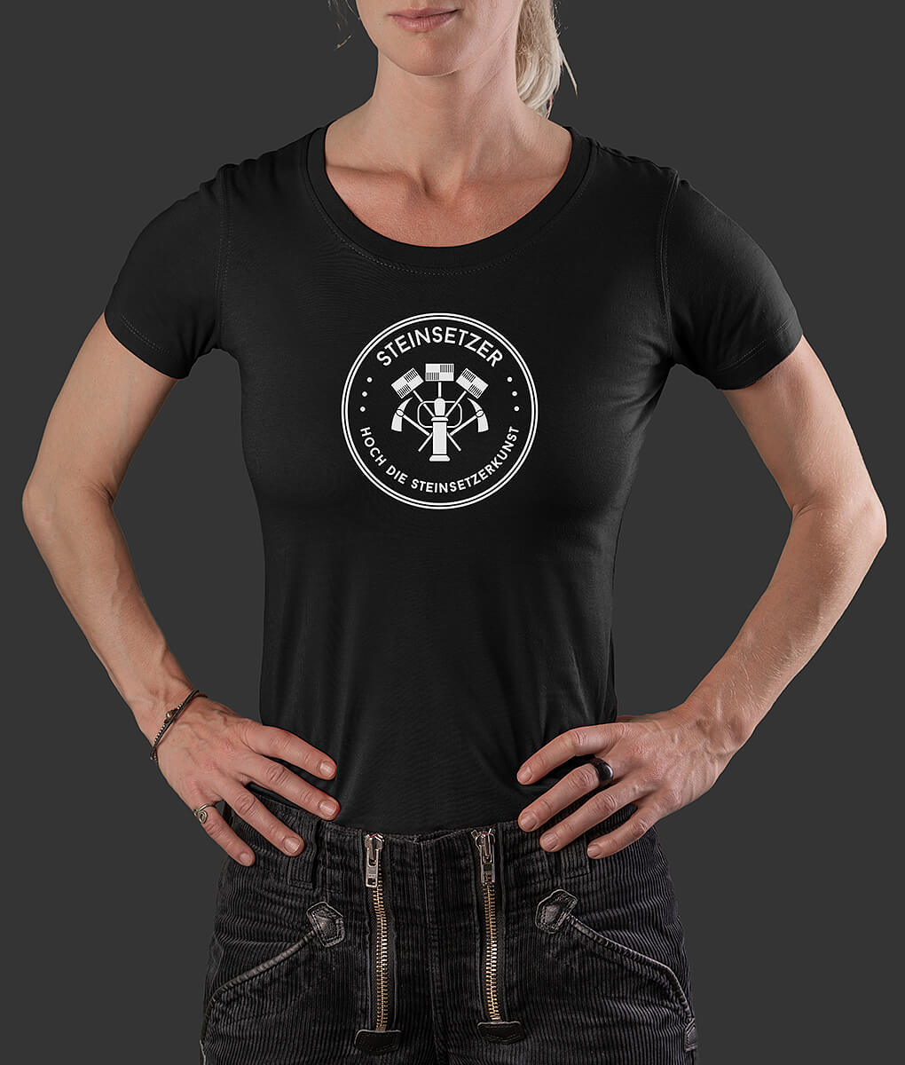 T-Shirt Louisa Siegel Steinsetzer Brust schwarz L
