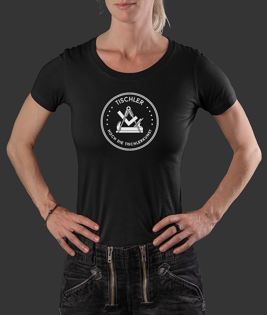 T-Shirt Louisa Siegel Tischler Brust schwarz L