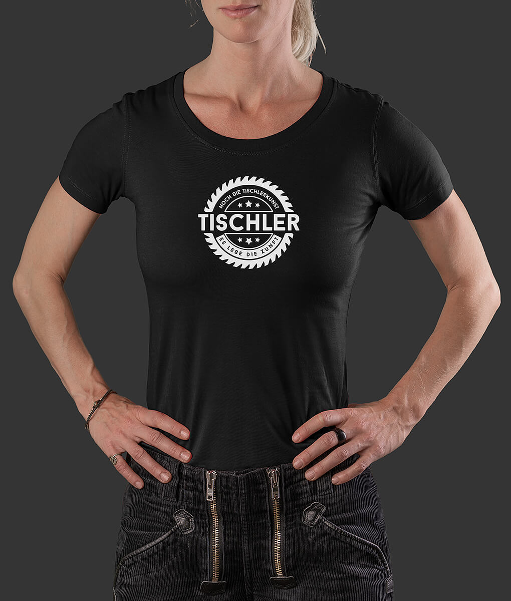 T-Shirt Louisa Säge Tischler Brust schwarz S