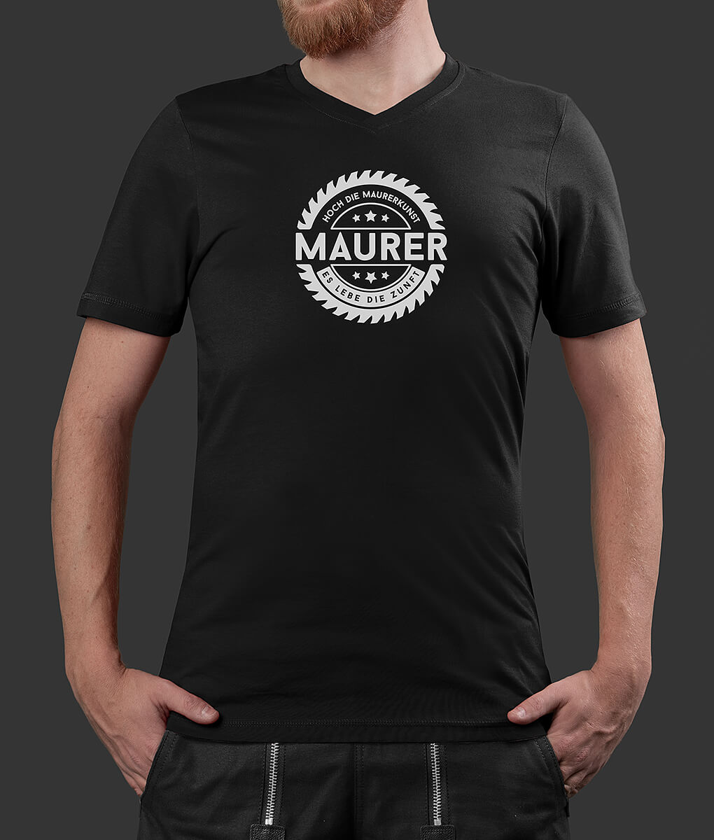 T-Shirt Philipp Säge Maurer Brust schwarz L
