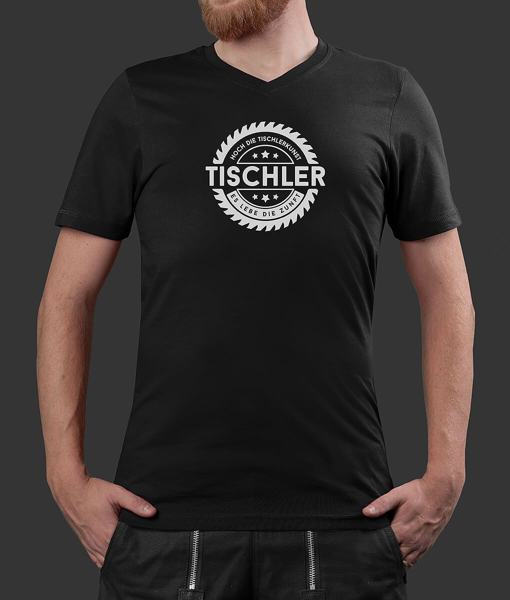 T-Shirt Philipp Säge Tischler Brust schwarz L
